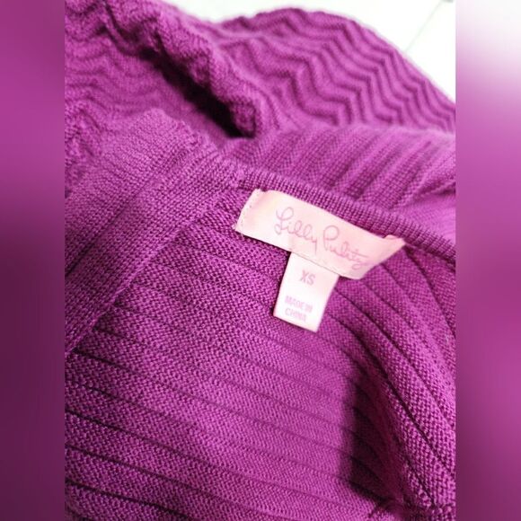 L Dress Lilly Pulitzer Sweater Knit Merino Wool Purple Chevron Stripe size xs - Picture 6 of 8